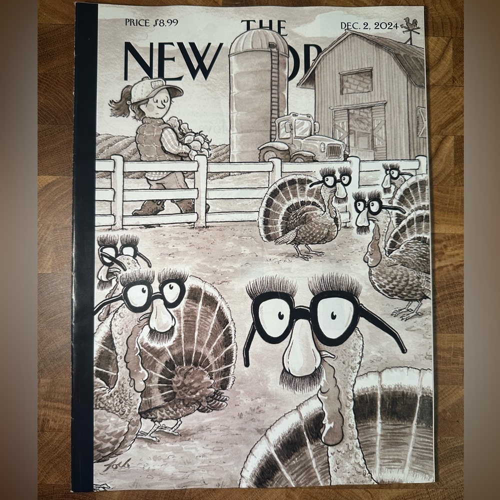 The New Yorker Farmyard Cartoon magazine  with Turkeys